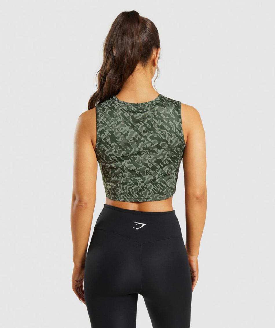 Gymshark Training Crop Ženske Majica Bez Rukava Zelene | HR 3210SGL